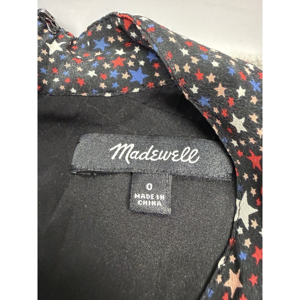 Madewell Balsam Tie Neck Silk Dress 0 Starry Night Mini Long Sleeve XS - Picture 10 of 11